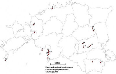 Joonis 2. Kaart kohtamispaikadest.